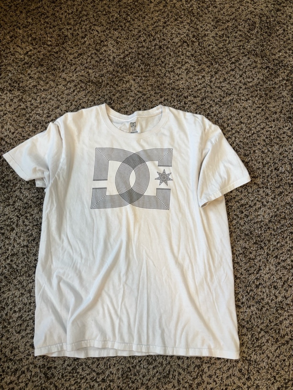 DC White Short Sleeve Tee with Gray Geometric Logo